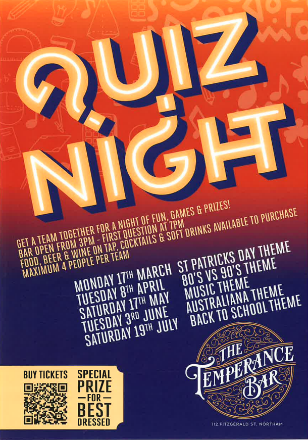 The Temperance Bar- Quiz Night