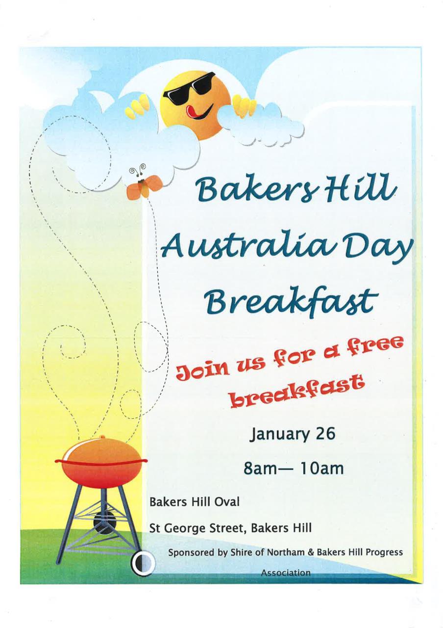 Australia Day Celebration Breakfast -Bakers Hill