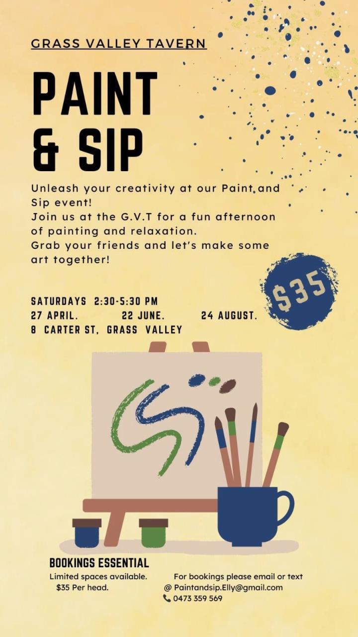 Paint and Sip Afternoon At Grass Valley Tavern