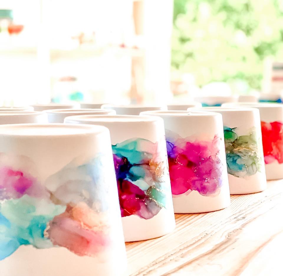 Alcohol Ink Pots and Mimosas